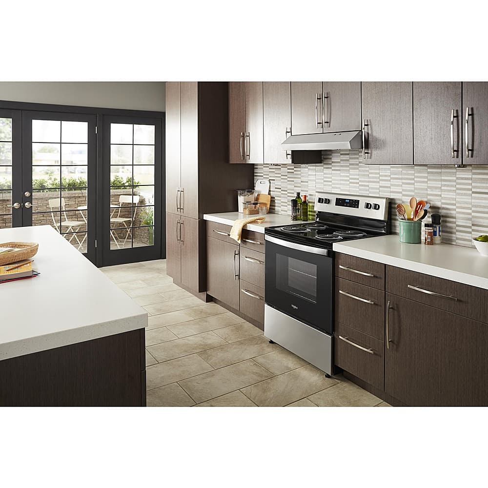 Whirlpool - 30 in. Wide 4 elements 4.8 cu. ft. Freestanding Electric Range with Keep Warm Setting - Stainless Steel