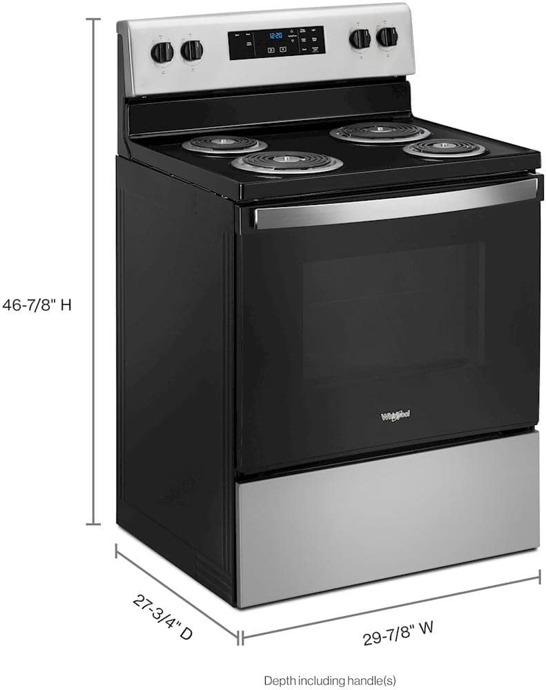 Whirlpool - 30 in. Wide 4 elements 4.8 cu. ft. Freestanding Electric Range with Keep Warm Setting - Stainless Steel