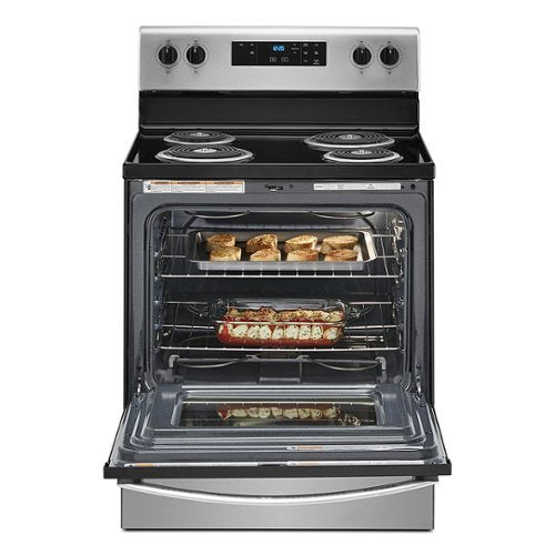 Whirlpool - 30 in. Wide 4 elements 4.8 cu. ft. Freestanding Electric Range with Keep Warm Setting - Stainless Steel
