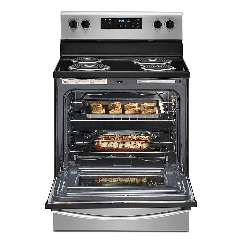 Whirlpool - 30 in. Wide 4 elements 4.8 cu. ft. Freestanding Electric Range with Keep Warm Setting - Stainless Steel