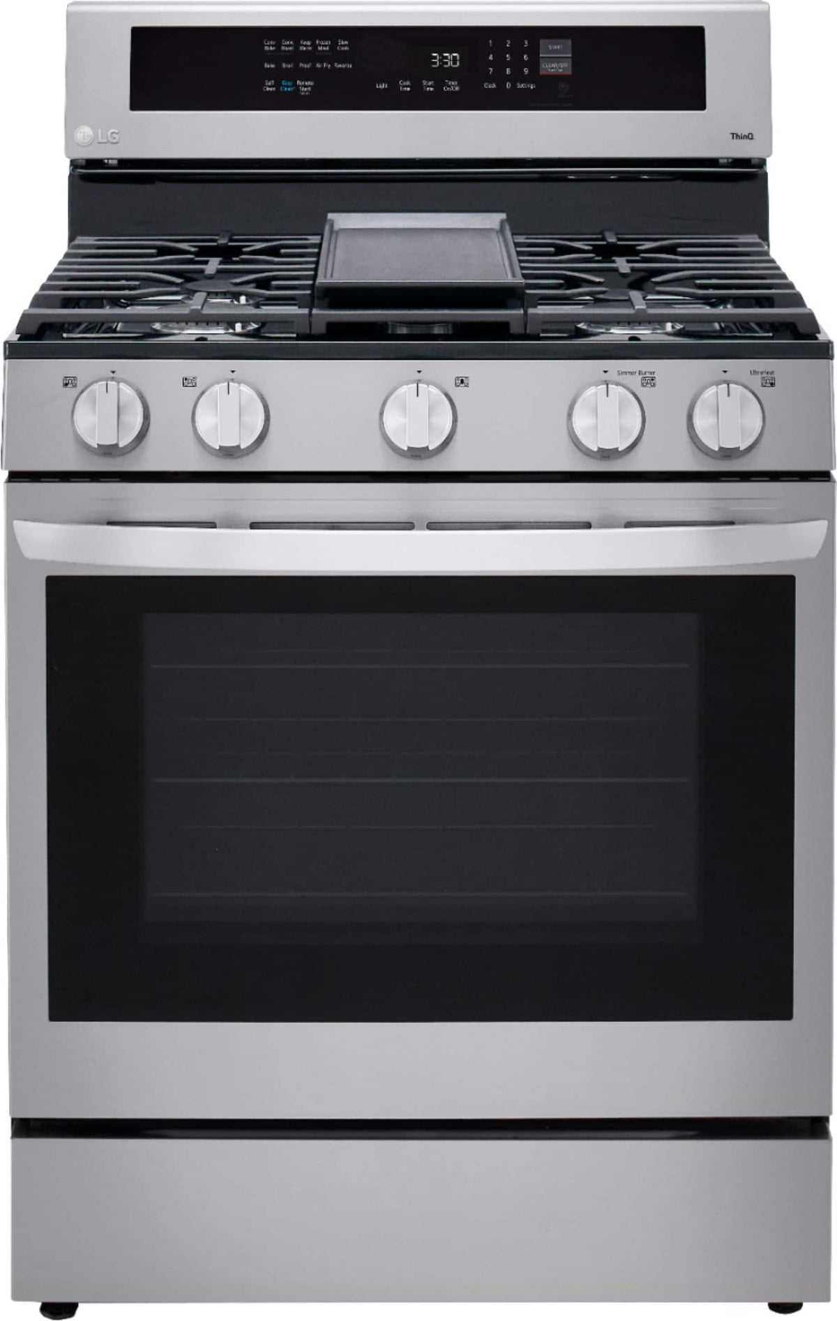 LG - 30-in Wide 5.8 Cu. Ft. Smart Freestanding Gas True Convection Range with 5 Burners, EasyClean and InstaView - Stainless Steel