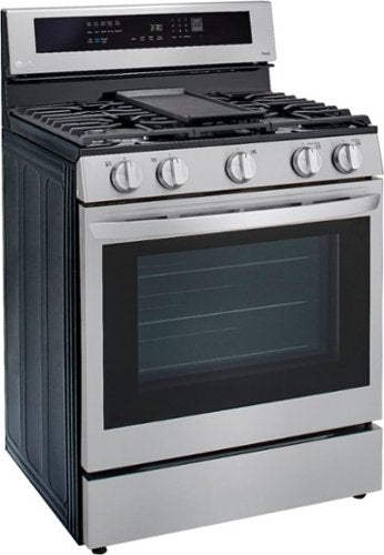 LG - 30-in Wide 5.8 Cu. Ft. Smart Freestanding Gas True Convection Range with 5 Burners, EasyClean and InstaView - Stainless Steel