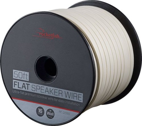 Rocketfish™ - Rocketfish - 50' Flat 16 Gauge CL2 In Wall Speaker Wire - White