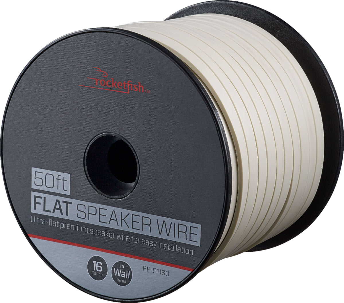 Rocketfish™ - Rocketfish - 50' Flat 16 Gauge CL2 In Wall Speaker Wire - White