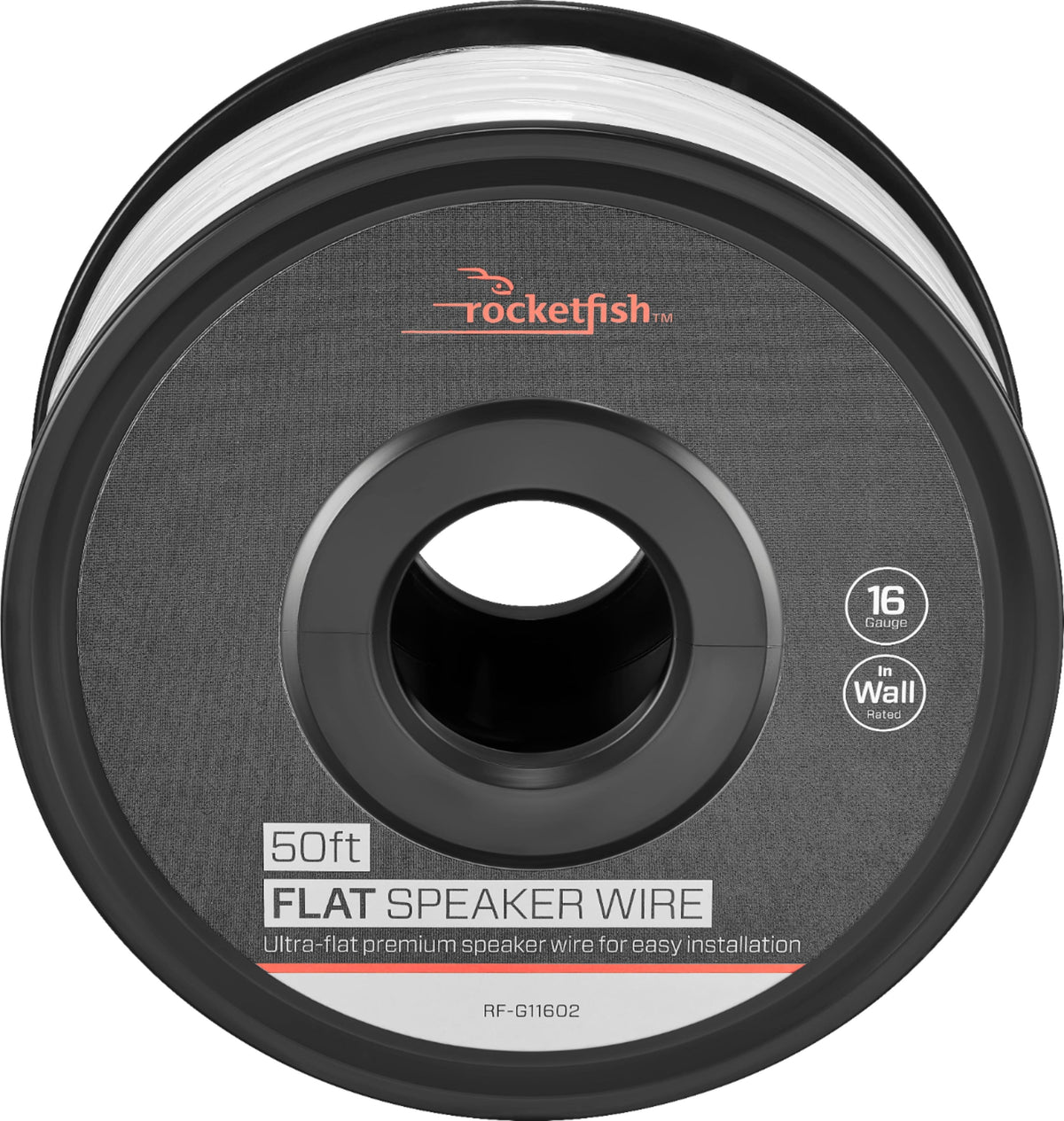 Rocketfish™ - Rocketfish - 50' Flat 16 Gauge CL2 In Wall Speaker Wire - White