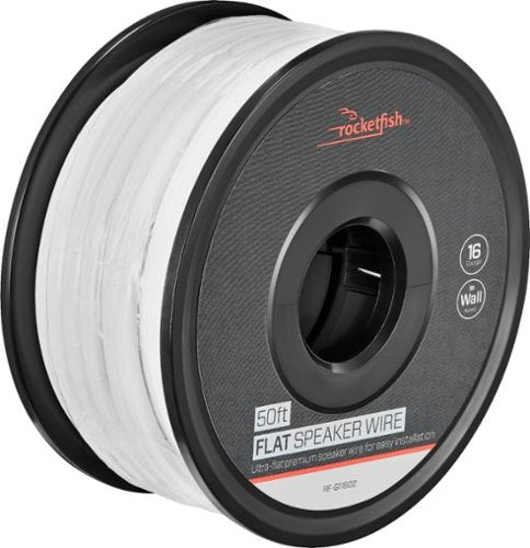 Rocketfish™ - Rocketfish - 50' Flat 16 Gauge CL2 In Wall Speaker Wire - White