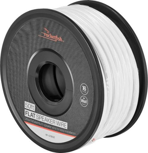 Rocketfish™ - Rocketfish - 50' Flat 16 Gauge CL2 In Wall Speaker Wire - White