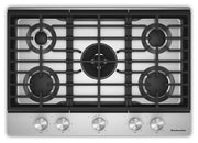 KitchenAid - 30" Gas Cooktop with 5 Burners and Integrated Wok Grate - Stainless Steel
