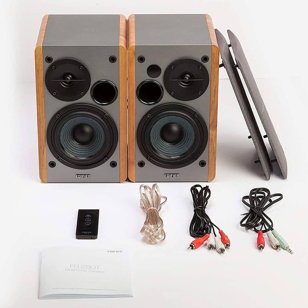 Edifier - R1280T Powered Bookshelf Speakers/Computer Speakers/Studio Monitor Speakers, 2.0 Active Near Field Monitors 42 Watts RMS - Brown