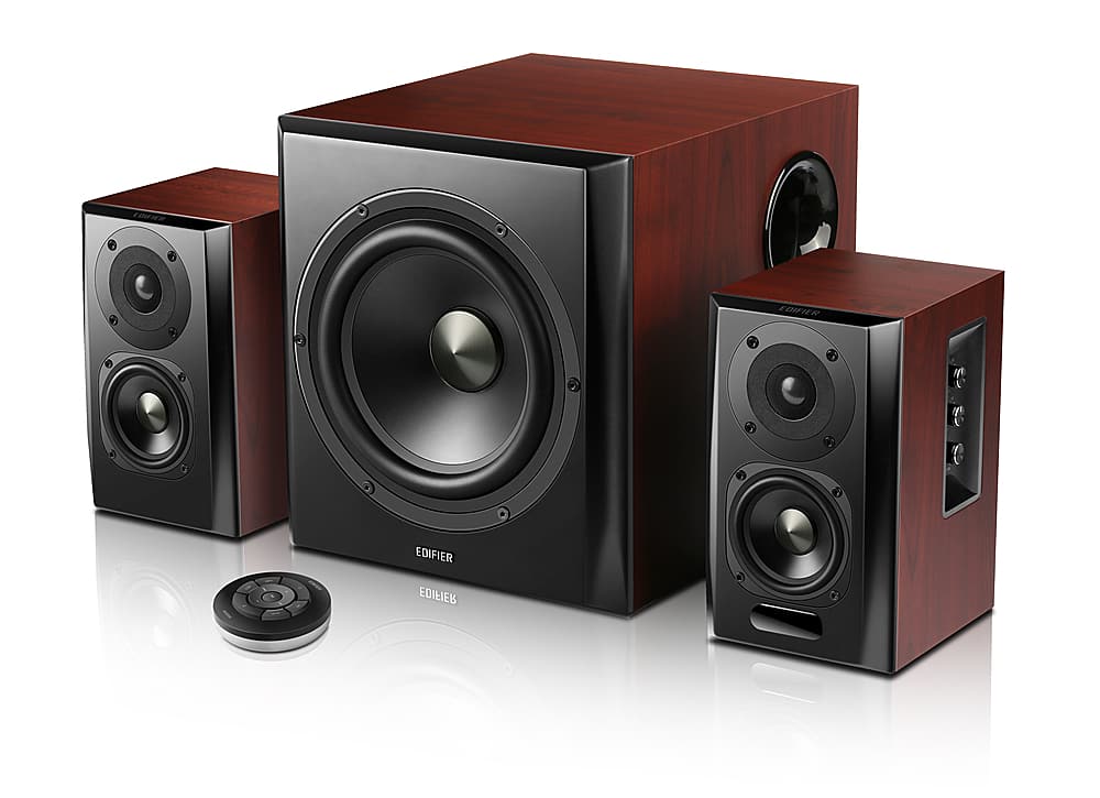 Edifier - S350DB Bookshelf Speakes & Subwoofer, Computer Speakers - Bluetooth v4.1 aptX Wireless Sound - 2.1 Speaker System - Brown/black