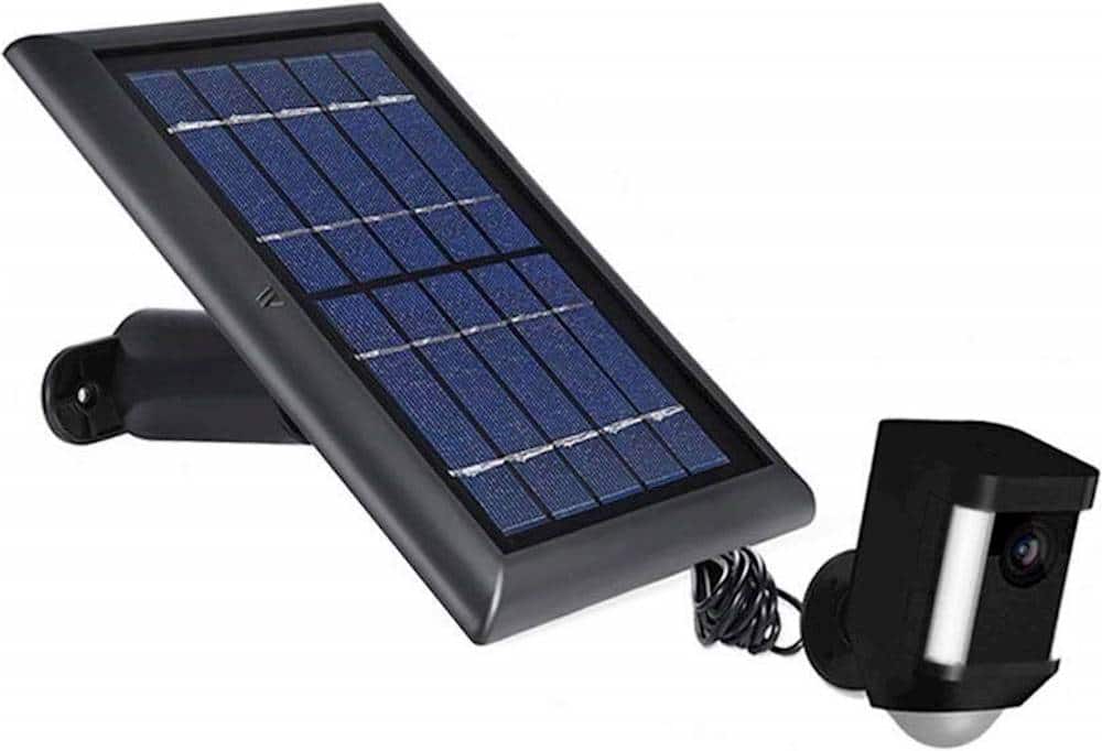 Wasserstein - Solar Panel for Ring Spotlight Camera Battery and Ring Stick Up Camera Battery (2-Pack) - Black