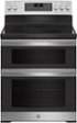 GE - 30 in. Wide 5 Elements 6.6 Cu. Ft. Freestanding Double Oven Electric Convection Range with Steam Cleaning and Air Fry - Stainless Steel