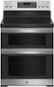 GE - 30 in. Wide 5 Elements 6.6 Cu. Ft. Freestanding Double Oven Electric Convection Range with Steam Cleaning and Air Fry - Stainless Steel