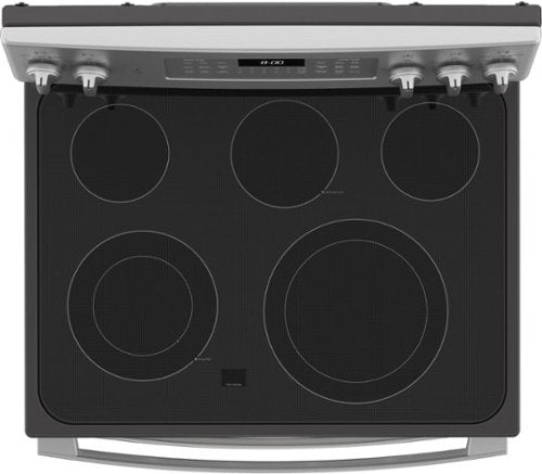 GE - 30 in. Wide 5 Elements 6.6 Cu. Ft. Freestanding Double Oven Electric Convection Range with Steam Cleaning and Air Fry - Stainless Steel
