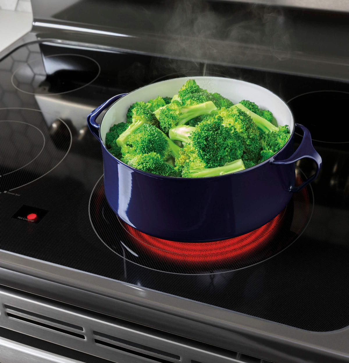 GE - 30 in. Wide 5 Elements 6.6 Cu. Ft. Freestanding Double Oven Electric Convection Range with Steam Cleaning and Air Fry - Stainless Steel