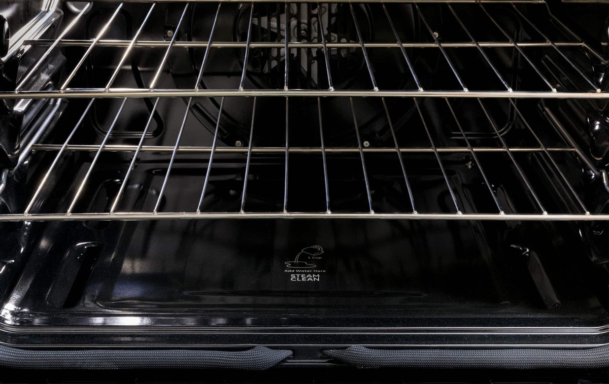 GE - 30 in. Wide 5 Elements 6.6 Cu. Ft. Freestanding Double Oven Electric Convection Range with Steam Cleaning and Air Fry - Stainless Steel