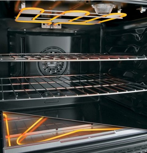 GE - 30 in. Wide 5 Elements 6.6 Cu. Ft. Freestanding Double Oven Electric Convection Range with Steam Cleaning and Air Fry - Stainless Steel