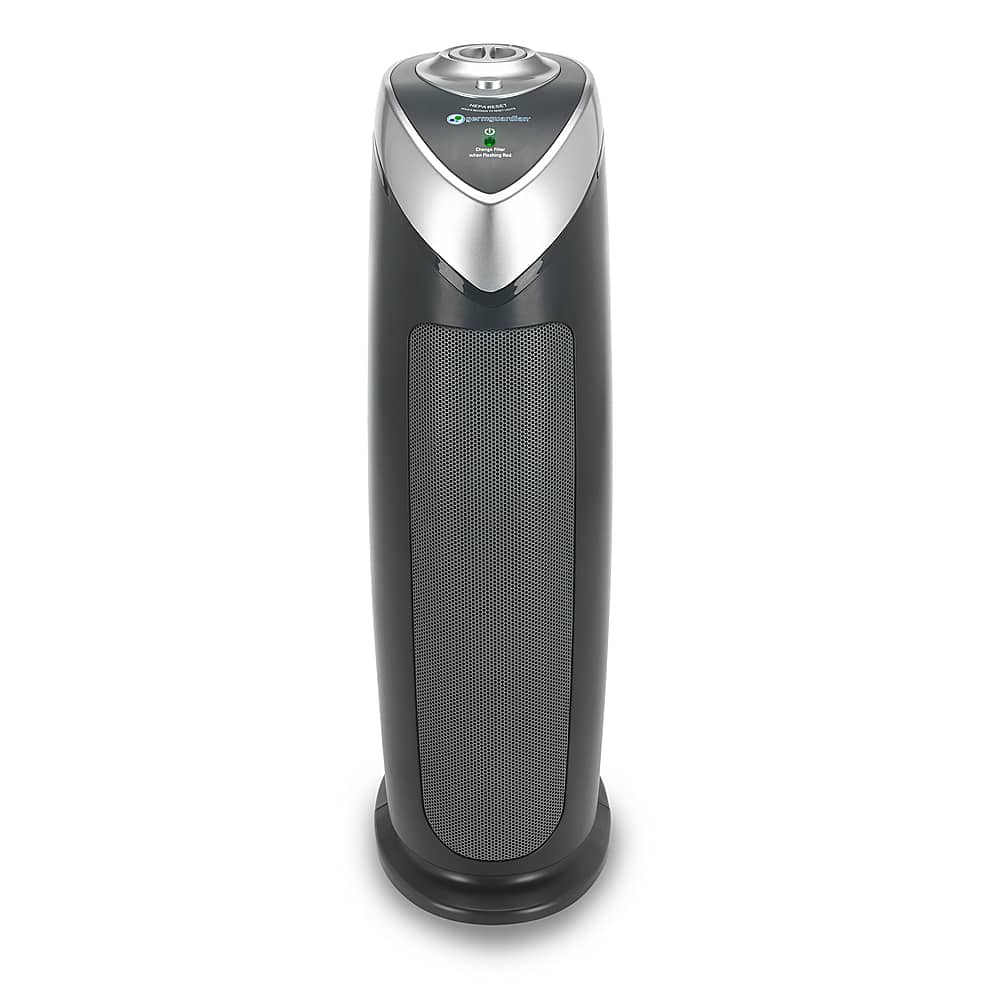 GermGuardian - 22" Air Purifier Tower with True HEPA Pure Filter for 743 Sq. Ft Rooms - Gray