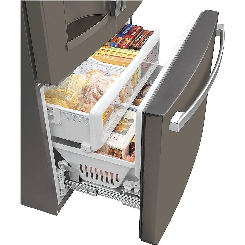 GE - 36 in. Wide 22.1 Cu. Ft. French Door Counter-Depth Refrigerator and Space Saving Ice Maker - Slate