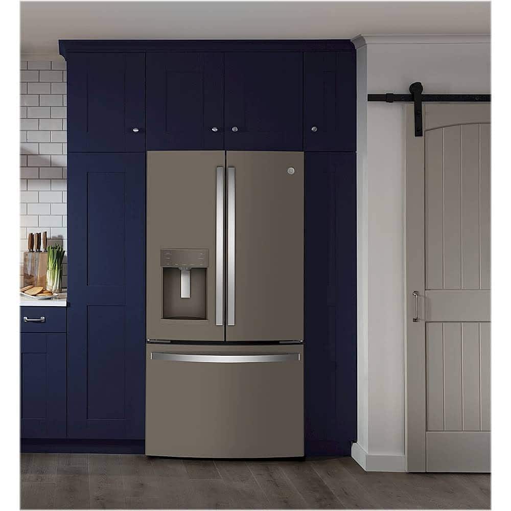 GE - 36 in. Wide 22.1 Cu. Ft. French Door Counter-Depth Refrigerator and Space Saving Ice Maker - Slate