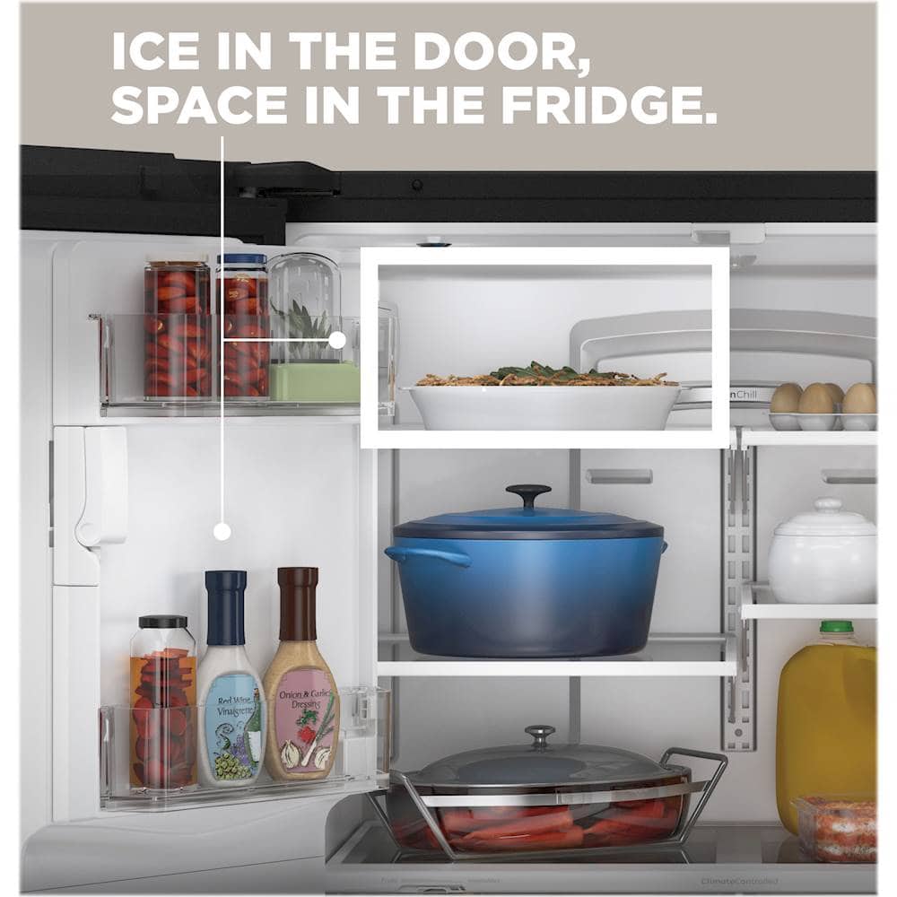 GE - 36 in. Wide 22.1 Cu. Ft. French Door Counter-Depth Refrigerator and Space Saving Ice Maker - Slate