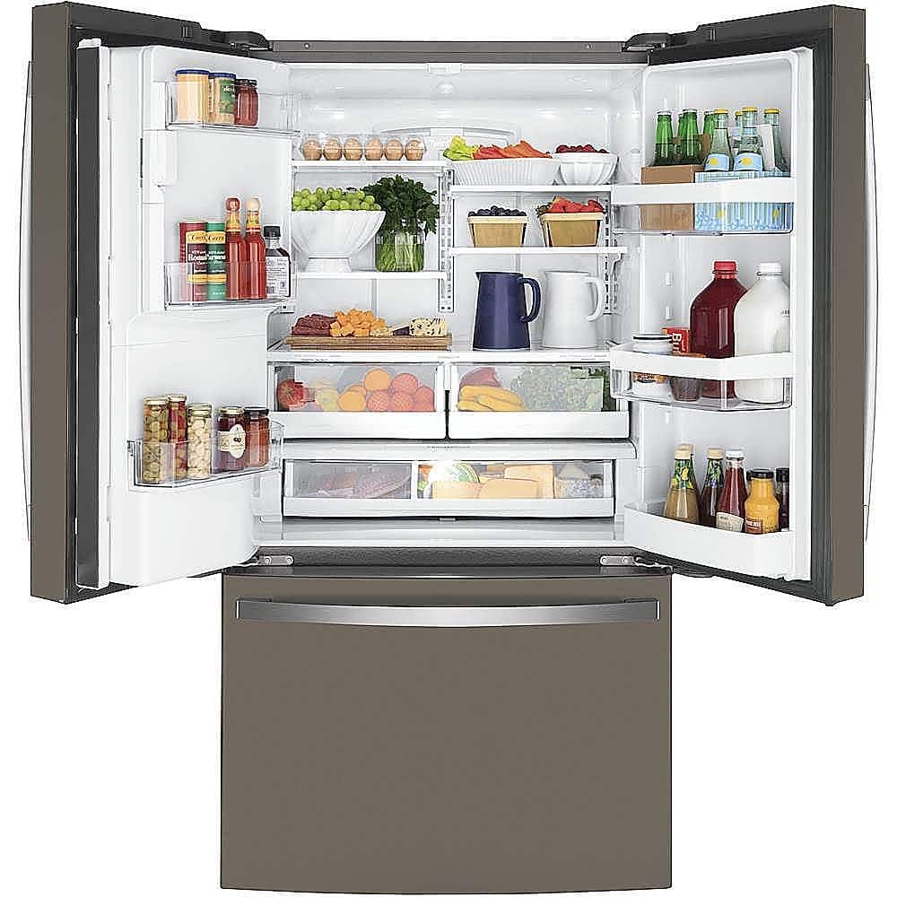 GE - 36 in. Wide 22.1 Cu. Ft. French Door Counter-Depth Refrigerator and Space Saving Ice Maker - Slate