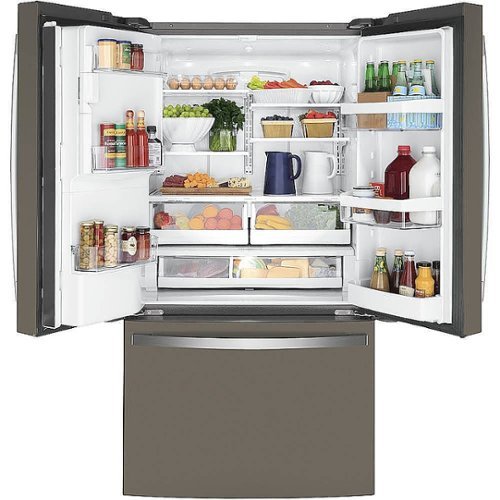 GE - 36 in. Wide 22.1 Cu. Ft. French Door Counter-Depth Refrigerator and Space Saving Ice Maker - Slate