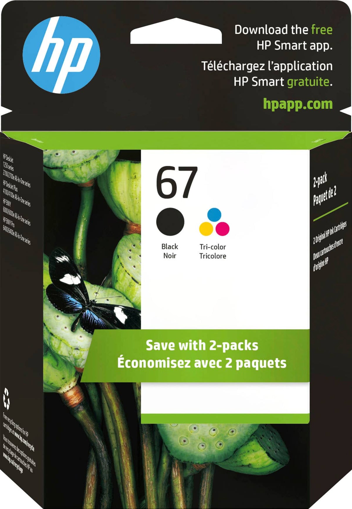HP - 67 2-Pack Standard Capacity Ink Cartridges - Black/Tri-color