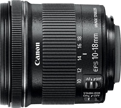 Canon - EF-S10-18mm F4.5-5.6 IS STM Ultra-Wide Zoom Lens for EOS DSLR Cameras - Black