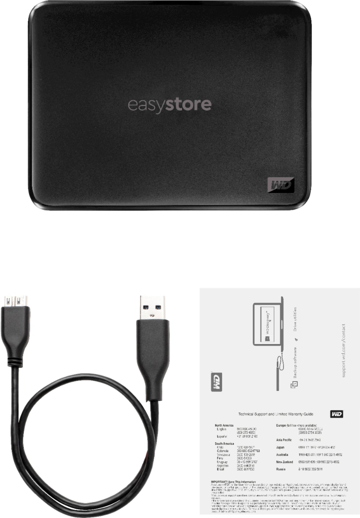 WD - Easystore 5TB External USB 3.2 Gen 1 Portable Hard Drive - Black