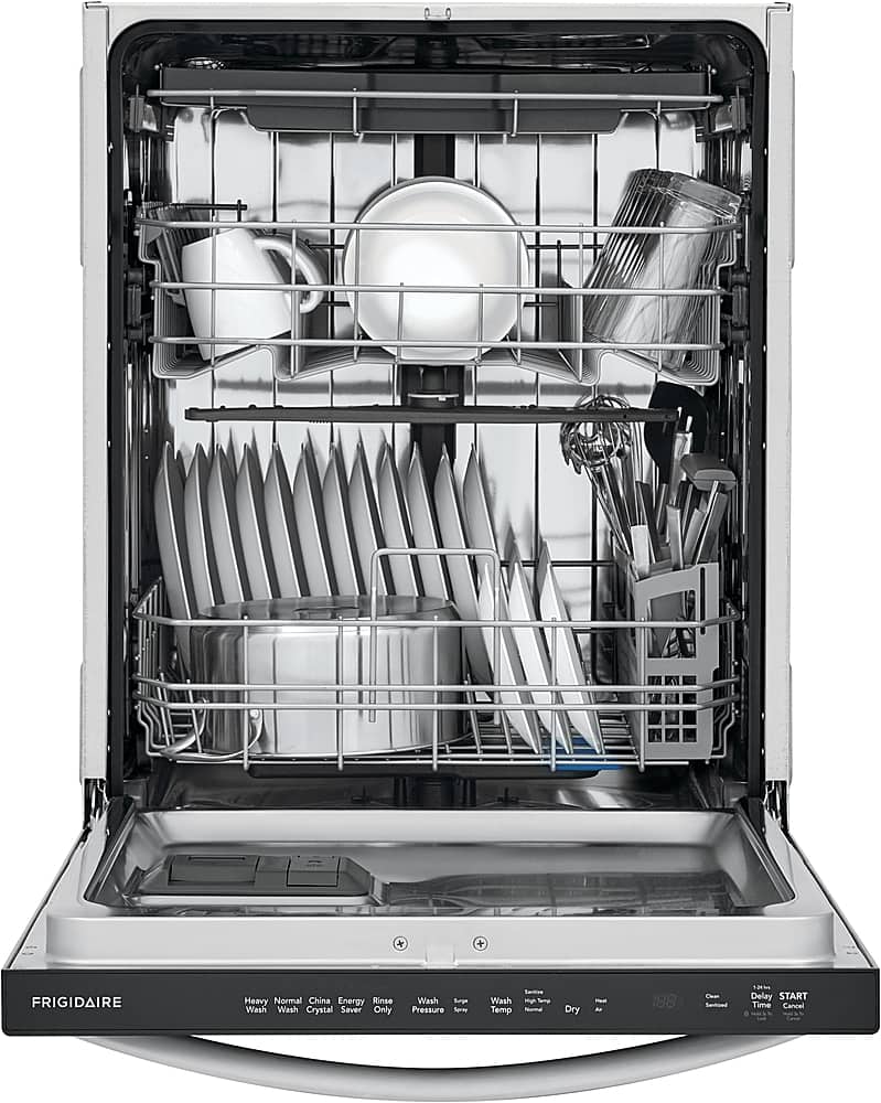 Frigidaire - 24" Built-In Stainless Steel Tub Dishwasher with 3rd Rack, EvenDry System, 49 dBA - Stainless Steel