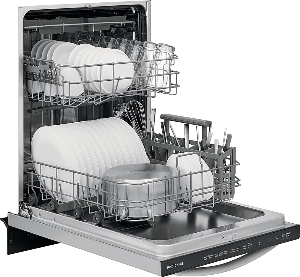 Frigidaire - 24" Built-In Stainless Steel Tub Dishwasher with 3rd Rack, EvenDry System, 49 dBA - Stainless Steel