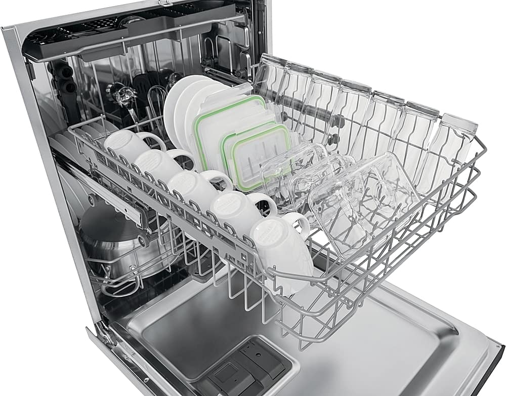 Frigidaire - 24" Built-In Stainless Steel Tub Dishwasher with 3rd Rack, EvenDry System, 49 dBA - Stainless Steel