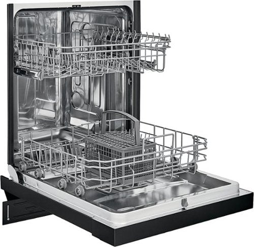 Frigidaire - 24" Compact Front Control Built-In Stainless Steel Tub Dishwasher with Sanitize Cycle, 52 dBA - Black