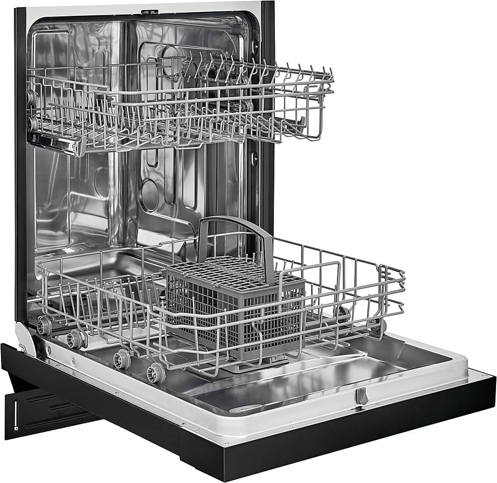 Frigidaire - 24" Compact Front Control Built-In Stainless Steel Tub Dishwasher with Sanitize Cycle, 52 dBA - Black