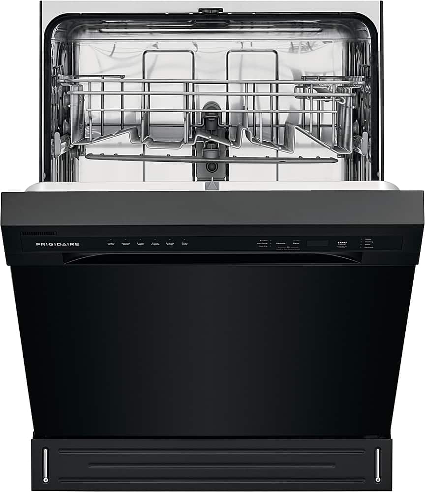 Frigidaire - 24" Compact Front Control Built-In Stainless Steel Tub Dishwasher with Sanitize Cycle, 52 dBA - Black