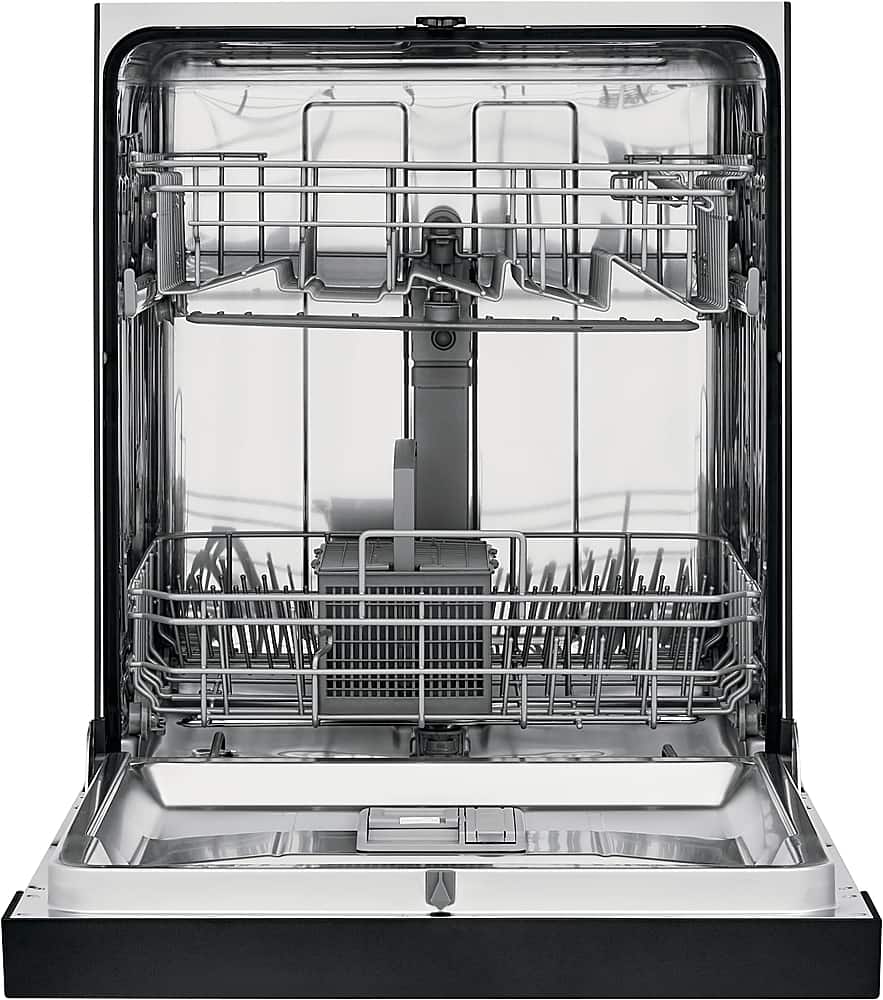 Frigidaire - 24" Compact Front Control Built-In Stainless Steel Tub Dishwasher with Sanitize Cycle, 52 dBA - Black