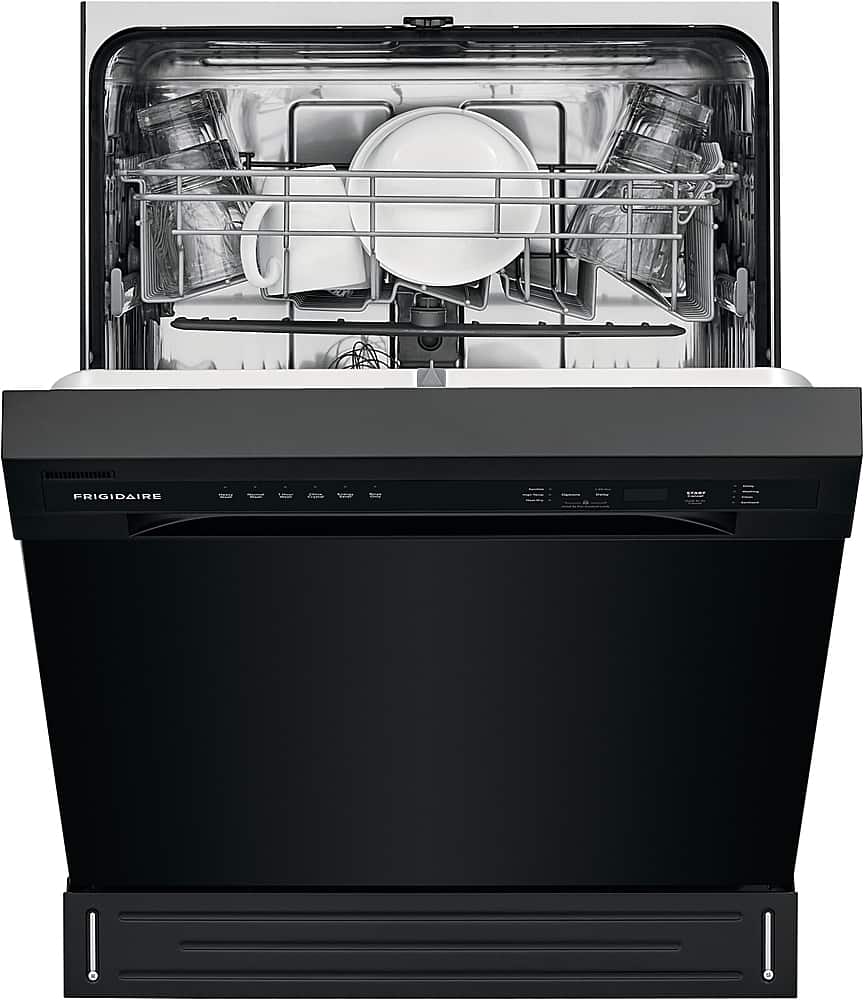 Frigidaire - 24" Compact Front Control Built-In Stainless Steel Tub Dishwasher with Sanitize Cycle, 52 dBA - Black