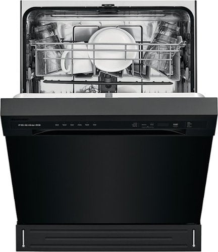 Frigidaire - 24" Compact Front Control Built-In Stainless Steel Tub Dishwasher with Sanitize Cycle, 52 dBA - Black