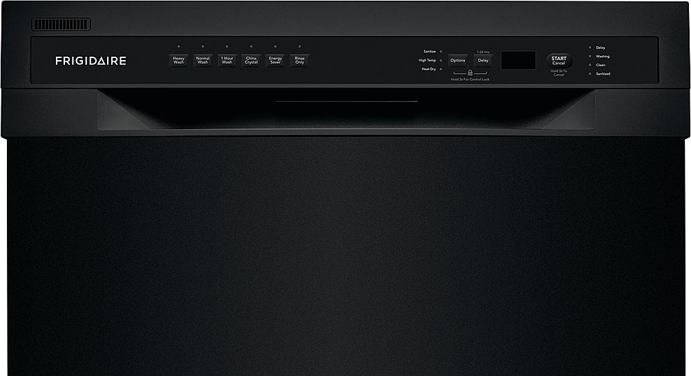 Frigidaire - 24" Compact Front Control Built-In Stainless Steel Tub Dishwasher with Sanitize Cycle, 52 dBA - Black