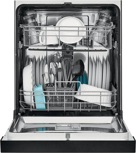 Frigidaire - 24" Compact Front Control Built-In Stainless Steel Tub Dishwasher with Sanitize Cycle, 52 dBA - Black