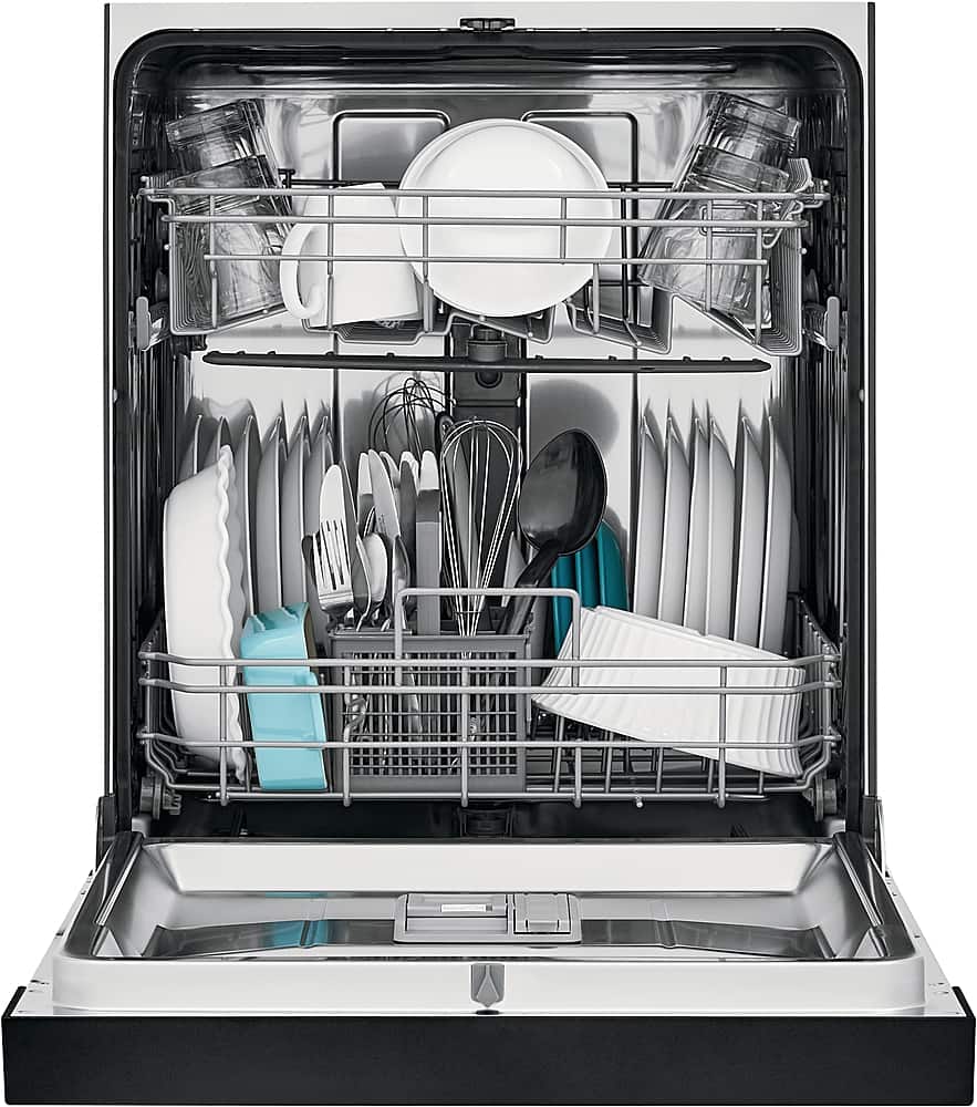 Frigidaire - 24" Compact Front Control Built-In Stainless Steel Tub Dishwasher with Sanitize Cycle, 52 dBA - Black