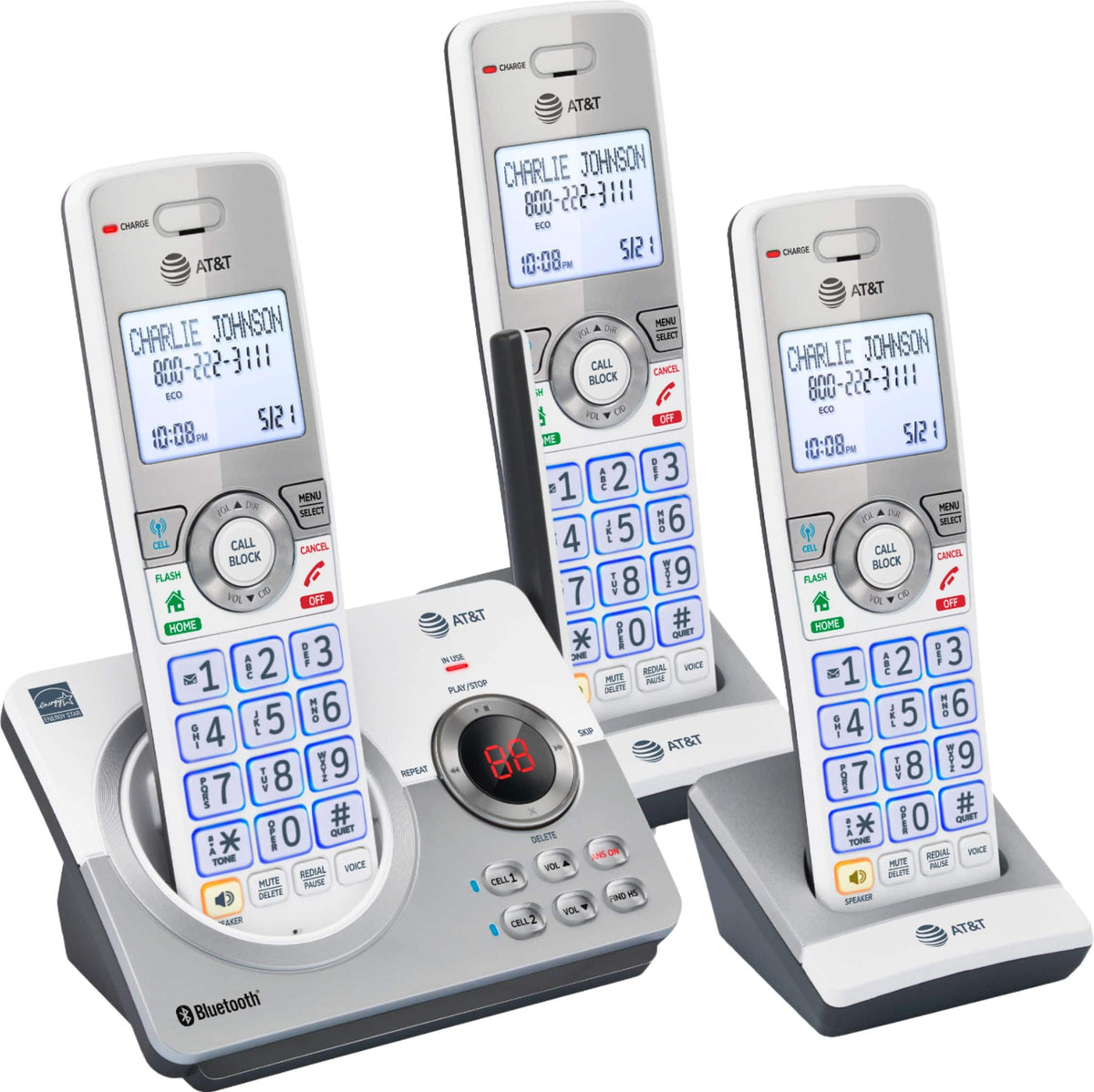 AT&T - 3 Handset Connect to Cell Answering System with Unsurpassed Range - White