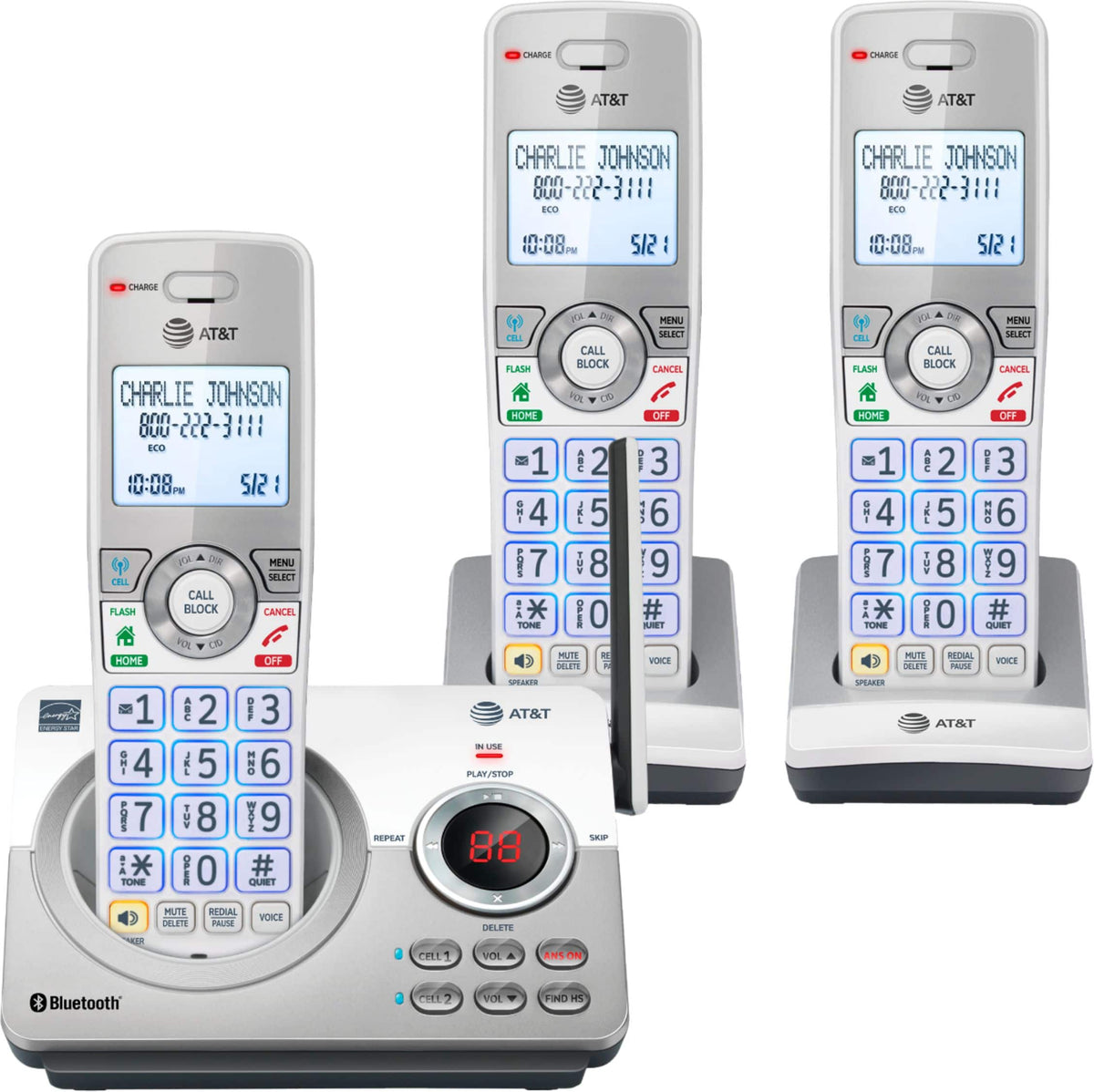 AT&T - 3 Handset Connect to Cell Answering System with Unsurpassed Range - White