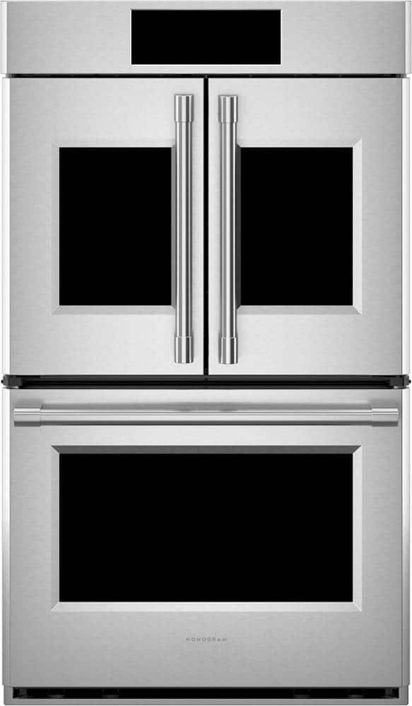 Monogram - French Door Statement Collection 30" Built-In Double Electric Convection Wall Oven with Voice Control and LCD Controls - Stainless Steel