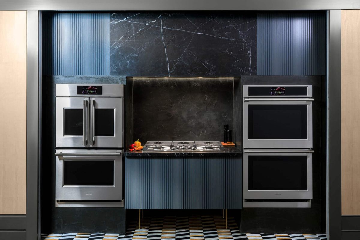 Monogram - French Door Statement Collection 30" Built-In Double Electric Convection Wall Oven with Voice Control and LCD Controls - Stainless Steel