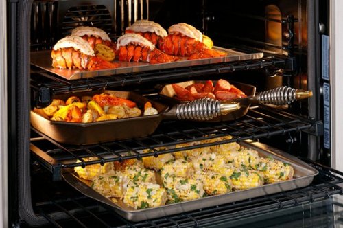 Monogram - French Door Statement Collection 30" Built-In Double Electric Convection Wall Oven with Voice Control and LCD Controls - Stainless Steel