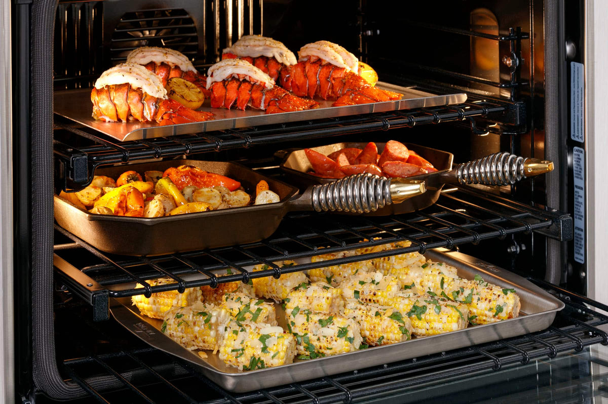 Monogram - French Door Statement Collection 30" Built-In Double Electric Convection Wall Oven with Voice Control and LCD Controls - Stainless Steel