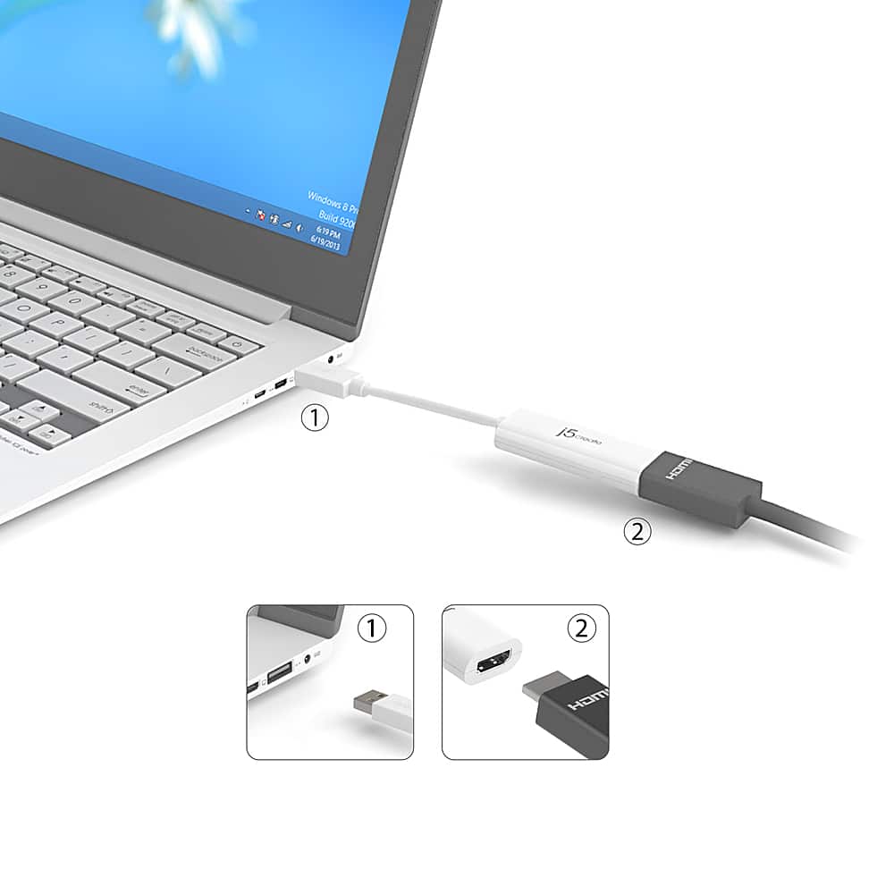 j5create - USB to HDMI Multi-Monitor Adapter - White
