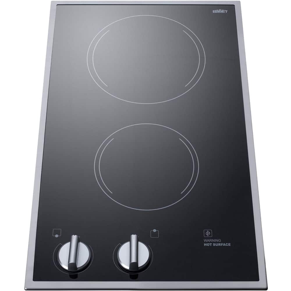 Summit Appliance - 12 in. Wide 2 Element Built-In Electric Cooktop with Residual Heat Indicator - Black